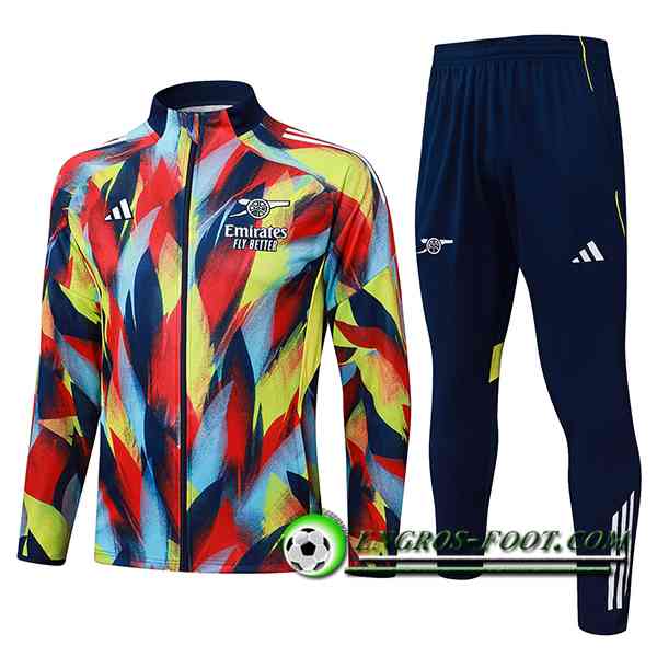 Ensemble Survetement de Foot Veste Arsenal Rouge/Bleu/Jaune 2025/2026