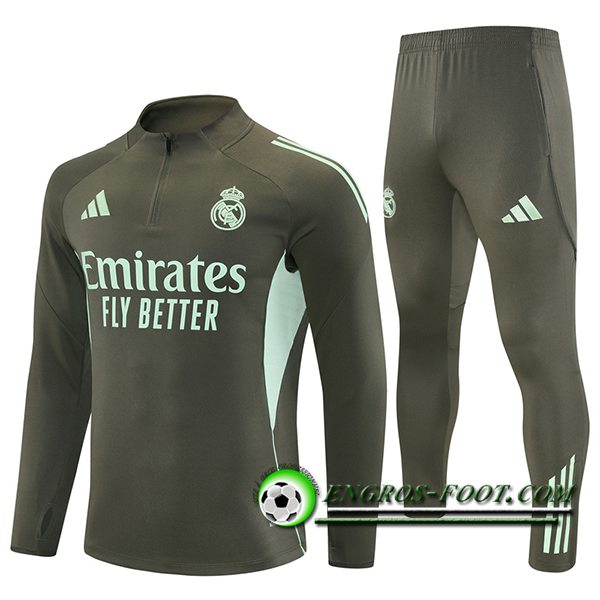 Ensemble Survetement de Foot Real Madrid Brun/Vert 2025/2026