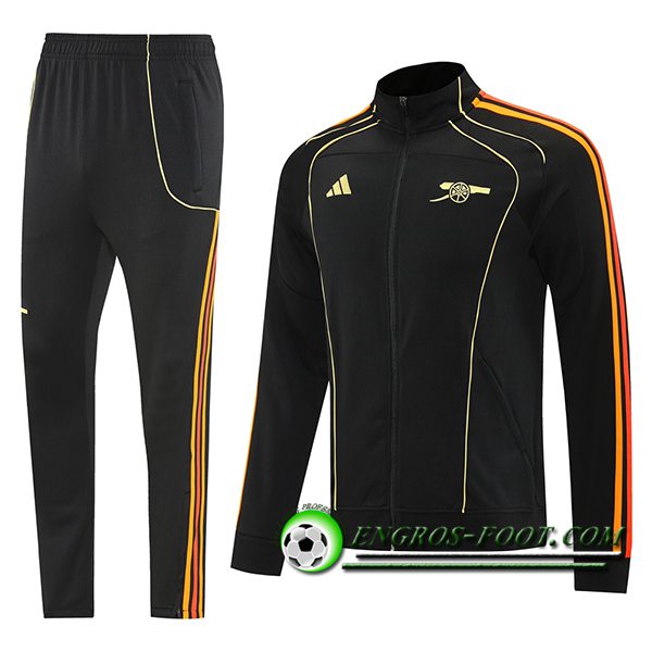 Ensemble Survetement de Foot Veste Arsenal Noir/Orange/Rouge 2025/2026