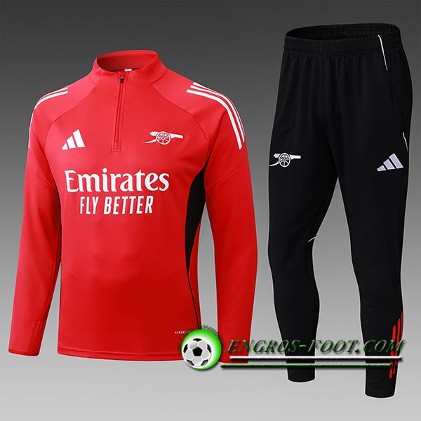 Ensemble Survetement de Foot Foot Arsenal Enfant Rouge/Noir/Blanc 2025/2026