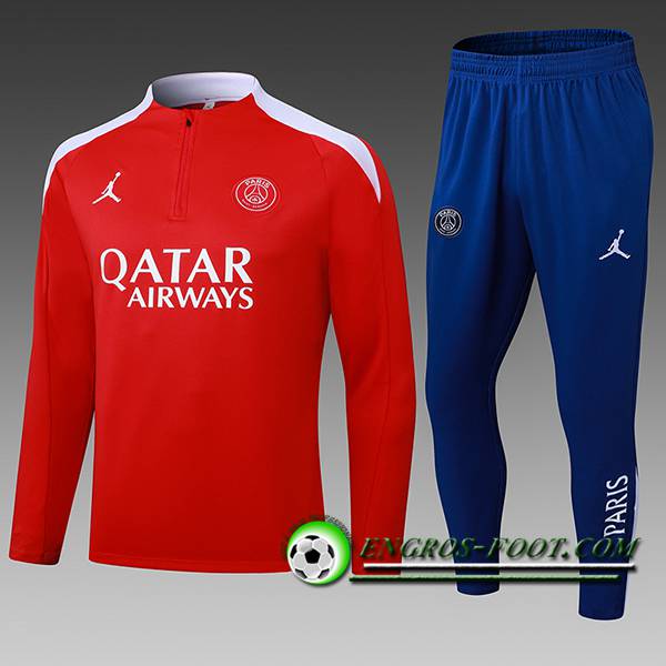 Ensemble Survetement de Foot PSG Enfant Rouge/Blanc 2025/2026
