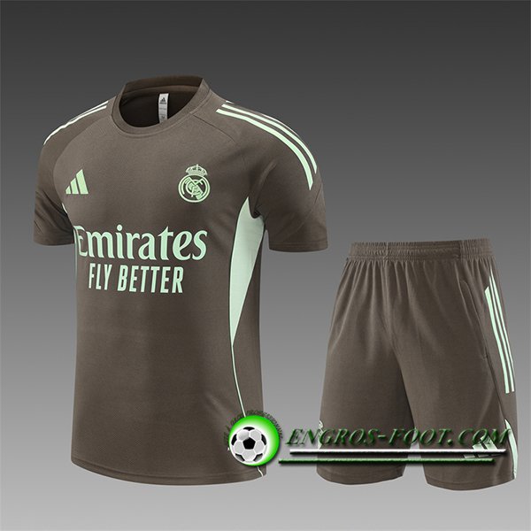 Ensemble Training T-Shirts Real Madrid Enfant Brun/Vert 2025/2026