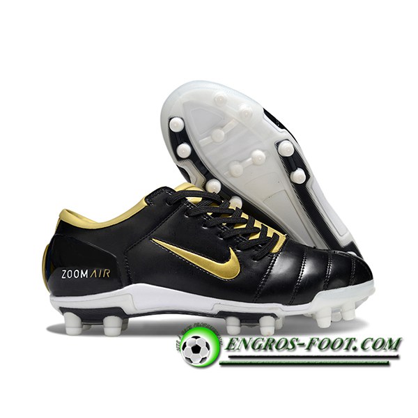 Nike Chaussures de Foot T90 FG Noir/Jaune -02