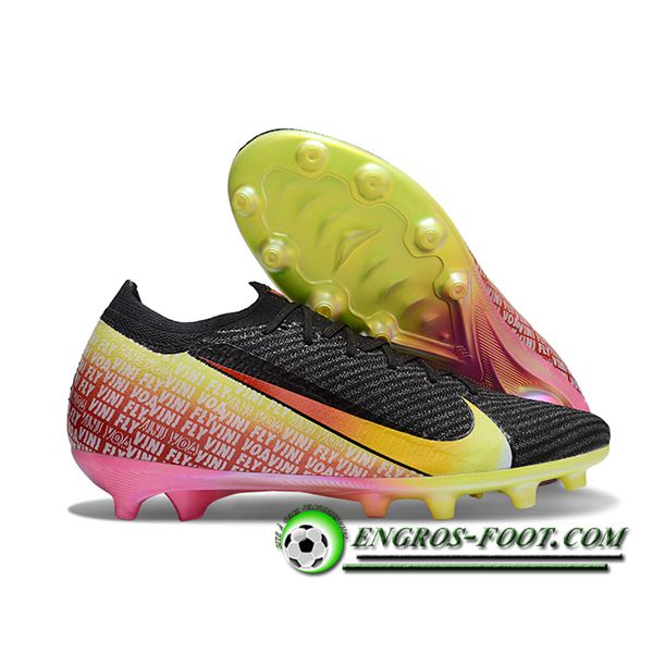 Nike Chaussures de Foot AIR Zoom Mercurial Vapor 16 Elite XXV AG Noir/Jaune/Rose