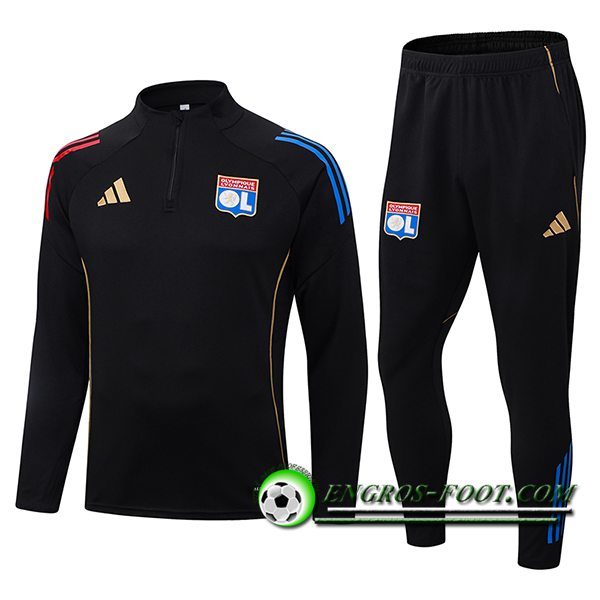 Ensemble Survetement de Foot Lyon Noir/Rouge/Bleu 2025/2026