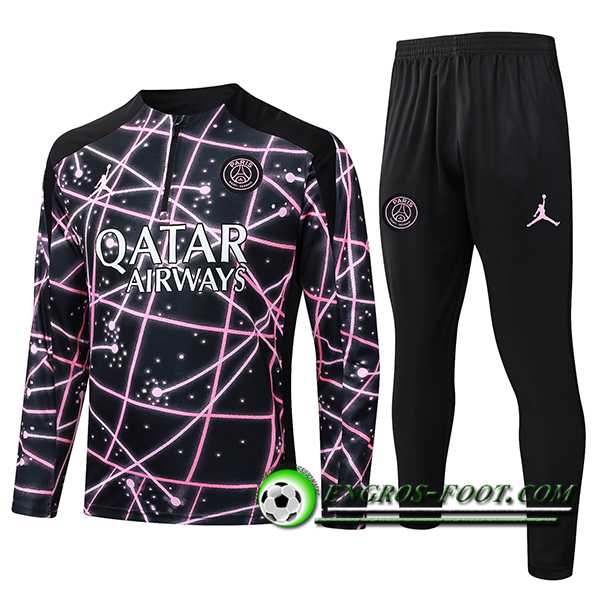 Ensemble Survetement de Foot PSG Noir/Rose 2025/2026