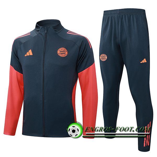 Ensemble Survetement de Foot Veste Bayern Munich Gris/Orange 2025/2026