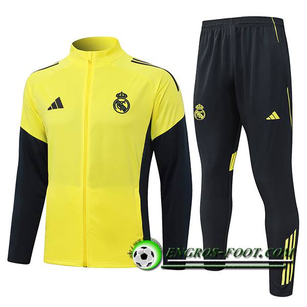Ensemble Survetement de Foot Veste Real Madrid Jaune/Noir 2025/2026