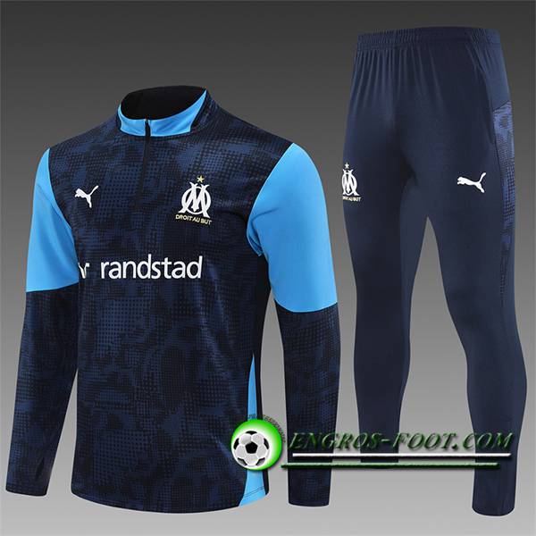 Ensemble Survetement de Foot Marseille Enfant Bleu Royal 2025/2026