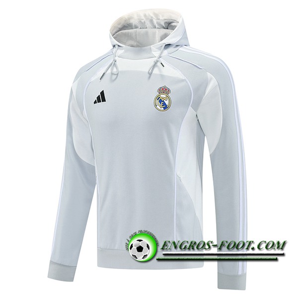 Veste A Capuche Real Madrid Gris/Blanc 2025/2026