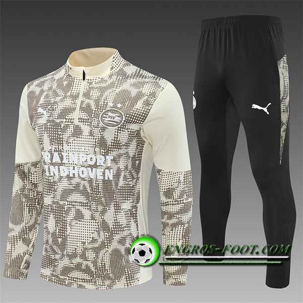 Ensemble Survetement de Foot PSV Eindhoven Enfant Beige/Brun 2025/2026