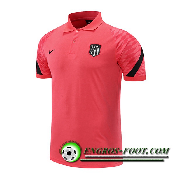 Polo Foot Atletico Madrid Noir/Rouge 2021/2022